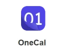 OneCal app icon: blue hexagon with the white number 01