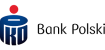 Bank Polski logo: blue cylindrical emblem with white details and a red dot above, followed by the text Bank Polski.